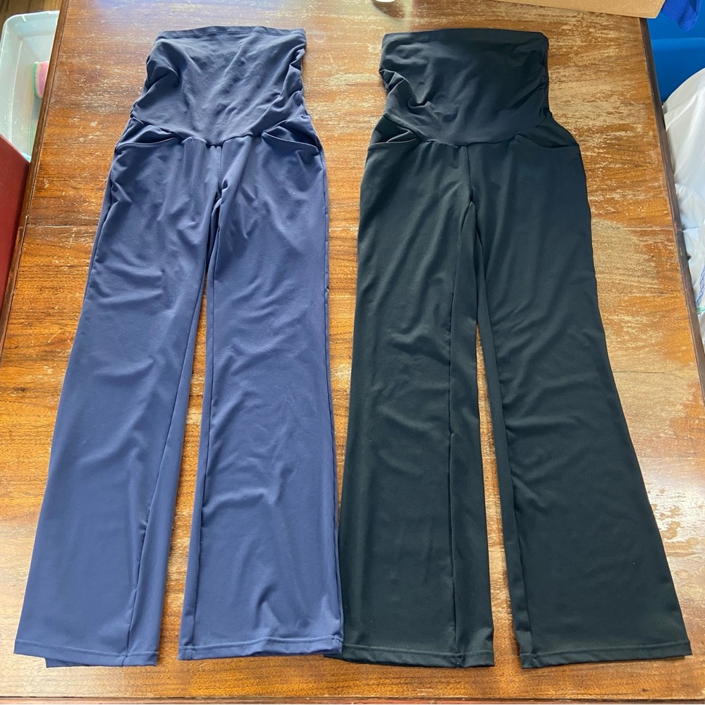 Ewedoos lot bundle 2 maternity Black Blue flared Pants stretch medium M workout
